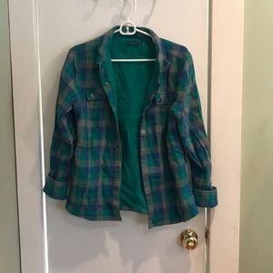 A blue and green flannel.